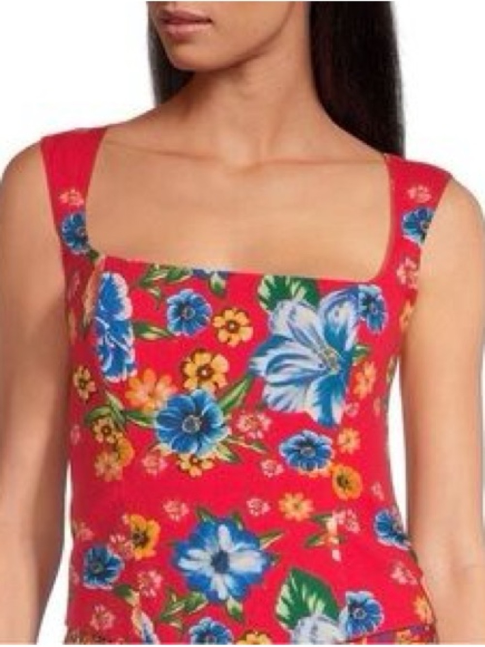 Chelsea & Violet Red Floral Square-Neck Tank Top